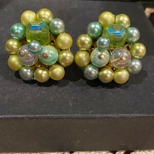 Japan Elegant Multicolor and Gold Tone Beaded Earrings